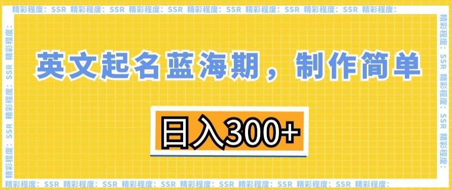 英文起名蓝海期，制作简单，日入300+【揭秘】-91创业项目库