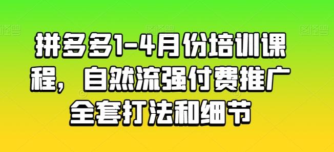 拼多多1-4月份培训课程，自然流强付费推广全套打法和细节-91创业项目库
