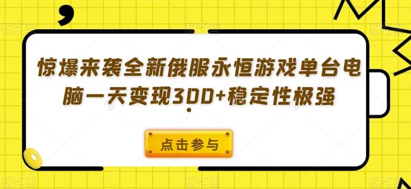 惊爆来袭全新俄服永恒游戏单台电脑一天变现300+稳定性极强-91创业项目库