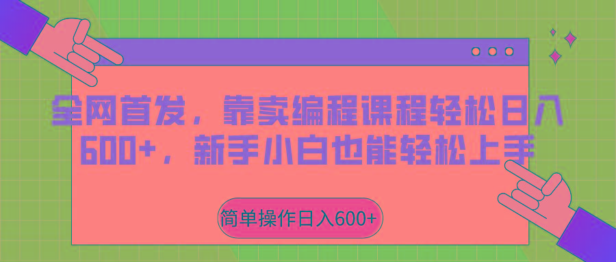 全网首发，靠卖编程课程轻松日入600+，新手小白也能轻松上手-91创业项目库