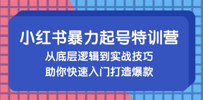 小红书暴力起号训练营，从底层逻辑到实战技巧，助你快速入门打造爆款-91创业项目库