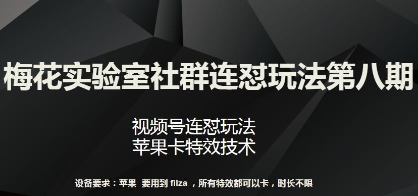 梅花实验室社群连怼玩法第八期，视频号连怼玩法 苹果卡特效技术【揭秘】-91创业项目库