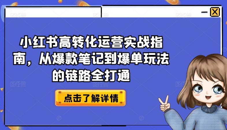 小红书高转化运营实战指南，从爆款笔记到爆单玩法的链路全打通-91创业项目库