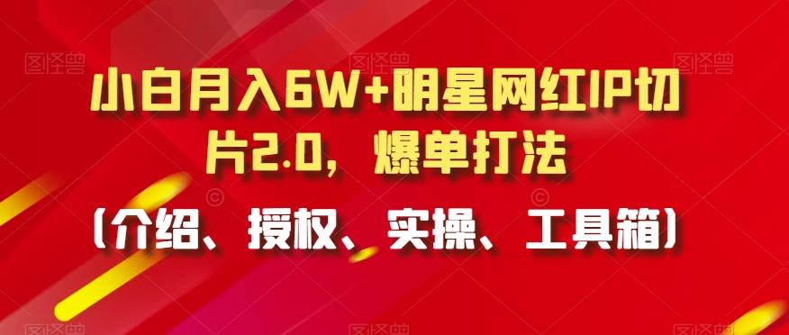 小白月入6W+明星网红IP切片2.0，爆单打法(介绍、授权、实操、工具箱)【揭秘】-91创业项目库