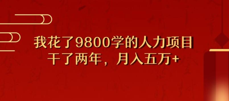 我花了9800学习，干了两年赚了70万的人力项目-91创业项目库