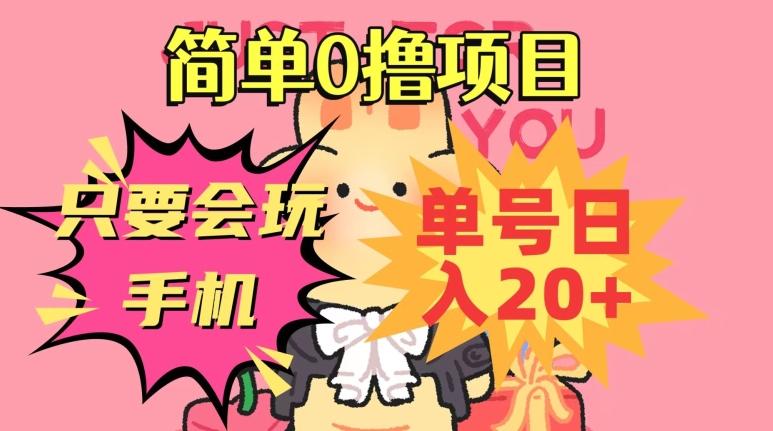 简单0撸项目，只要会玩手机，单号日入20+，新手小白也能操作-91创业项目库