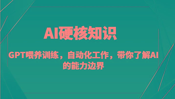 AI硬核知识-GPT喂养训练，自动化工作，带你了解AI的能力边界(10节课)-91创业项目库