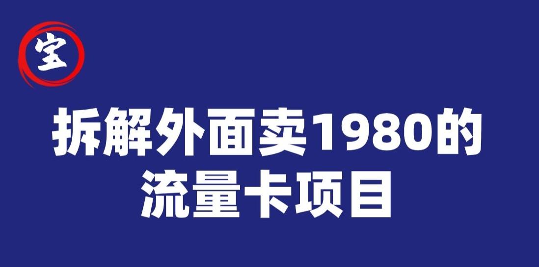 宝哥拆解外面卖1980手机流量卡项目，0成本无脑推广-91创业项目库