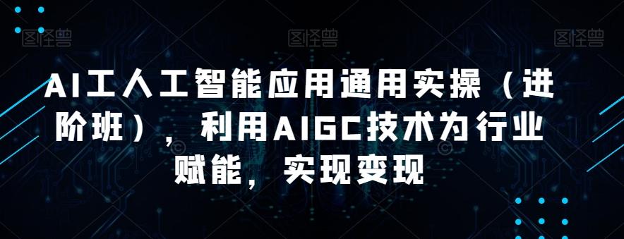 AI工人工智能应用通用实操（进阶班），利用AIGC技术为行业赋能，实现变现-91创业项目库