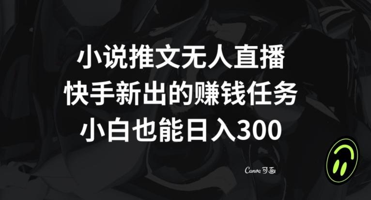 小说推文无人直播，快手新出的赚钱任务，小白也能日入300+【揭秘】-91创业项目库