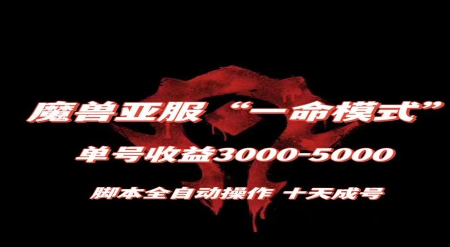 魔兽亚服一命模式，10天成号-单号3千-5千，脚本全自动操作，保姆级教学【揭秘】-91创业项目库