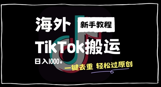 2024最新海外TikTok搬运玩法，一键去重轻松过原创，新手无经验也能日入1k【揭秘】-91创业项目库