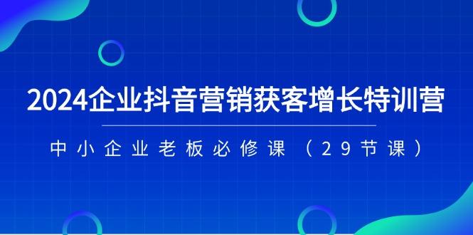 2024企业抖音-营销获客增长特训营，中小企业老板必修课(29节课-91创业项目库