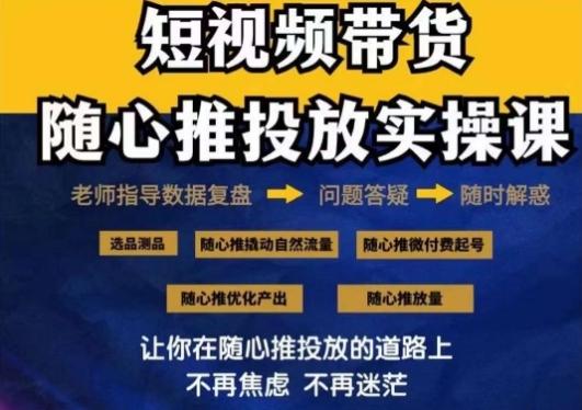 2024好物分享随心推投放实操课，随心推撬动自然流量/微付费起号/优化产出-91创业项目库