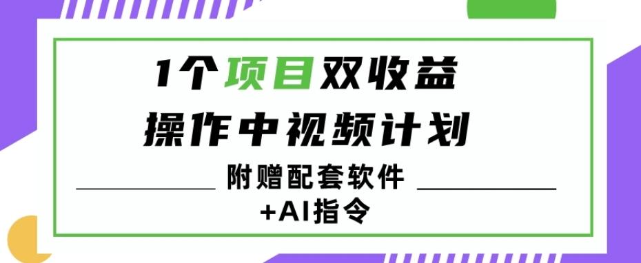 1个项目双收益？操作中视频计划1天最高3100+收益？（附赠配套软件+AI指令）-91创业项目库