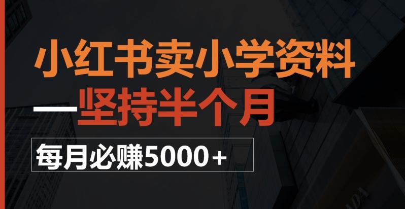 小红书卖小学资料，一坚持半个月，每月必赚5000+-91创业项目库