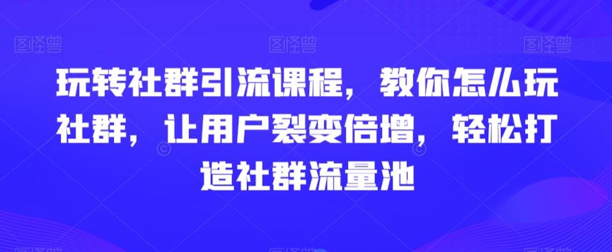 玩转社群引流课程，教你怎么玩社群，让用户裂变倍增，轻松打造社群流量池-91创业项目库
