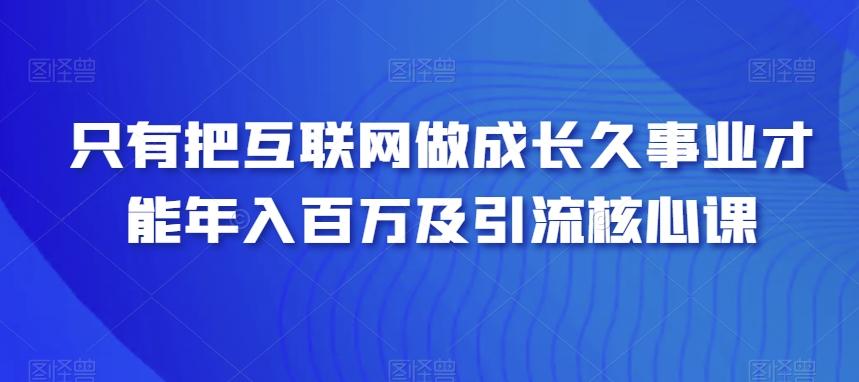 只有把互联网做成长久事业才能年入百万及引流核心课-91创业项目库