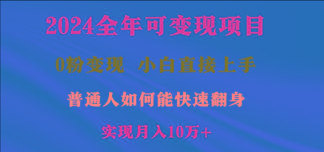 2024全年可变现项目，一天收益至少2000+，小白上手快，普通人就要利用互…-91创业项目库
