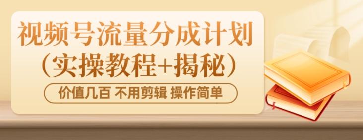 价值几百上千不用剪辑简单操作视频号流量分成计划（实操教程+揭秘）-91创业项目库