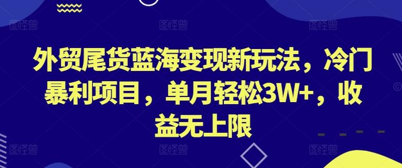 外贸尾货蓝海变现新玩法，冷门暴利项目，单月轻松3W+，收益无上限【揭秘】-91创业项目库