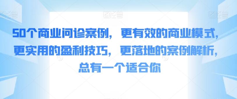 50个商业问诊案例，更有效的商业模式，更实用的盈利技巧，更落地的案例解析，总有一个适合你-91创业项目库