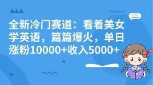 全新冷门赛道：看着美女学英语，篇篇爆火，单日涨粉10000+收入5000+-91创业项目库