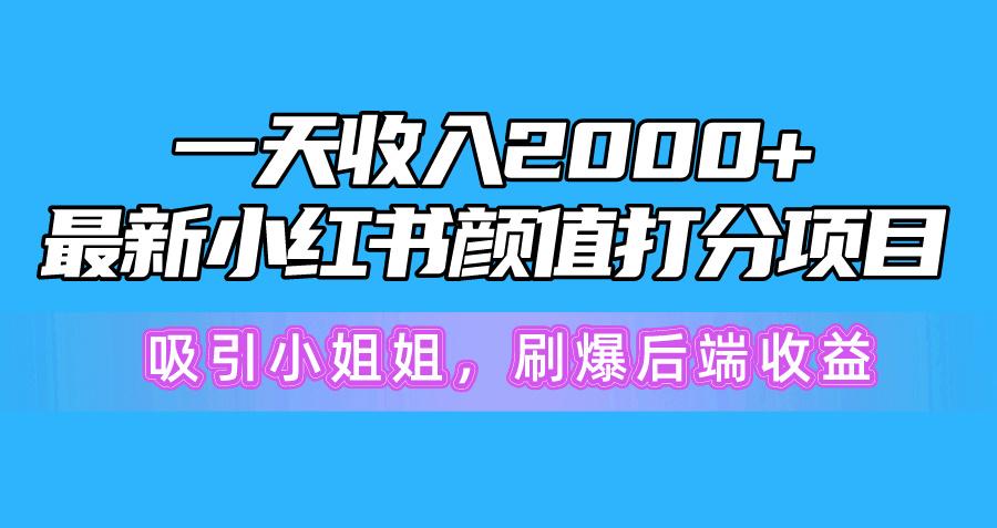一天收入2000+，最新小红书颜值打分项目，吸引小姐姐，刷爆后端收益-91创业项目库