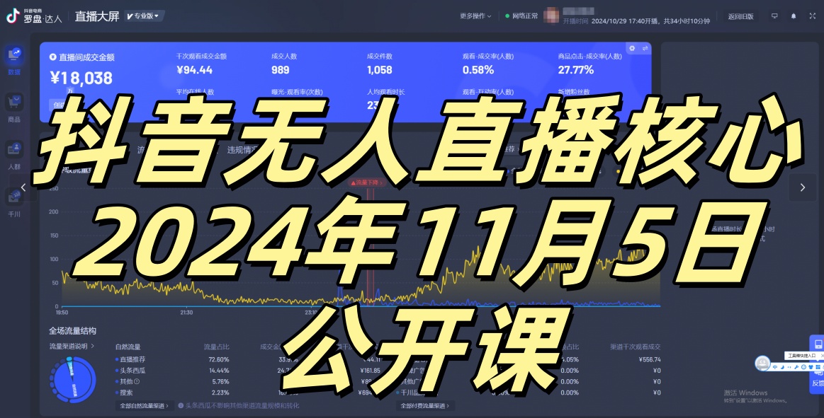 抖音无人直播核心公开课，咸鱼翻身小白可做带有睡后收入月入过万太简单【揭秘】-91创业项目库