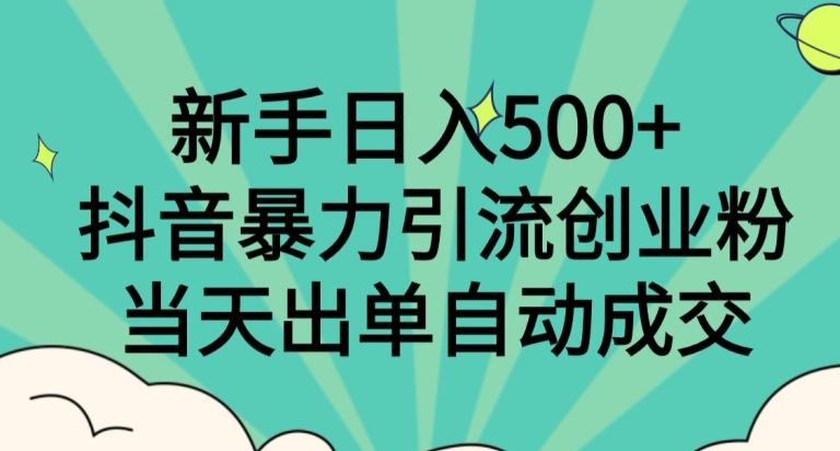 新手日入500+，抖音暴力引流创业粉，当天出单自动成交-91创业项目库