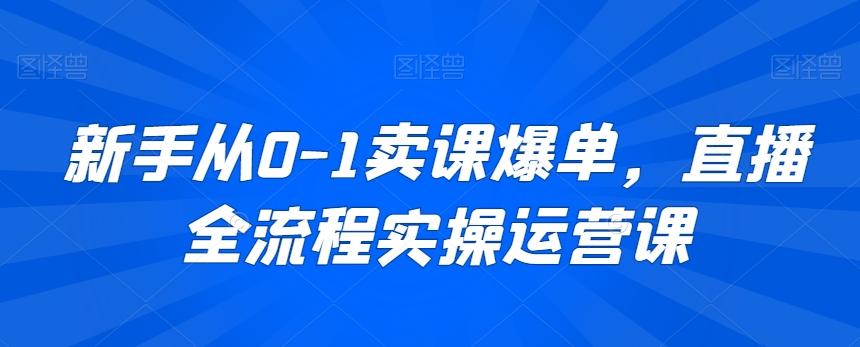 新手从0-1卖课爆单，直播全流程实操运营课-91创业项目库