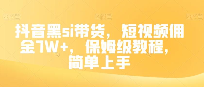 抖音黑si带货，短视频佣金7W+，保姆级教程，简单上手【揭秘】-91创业项目库