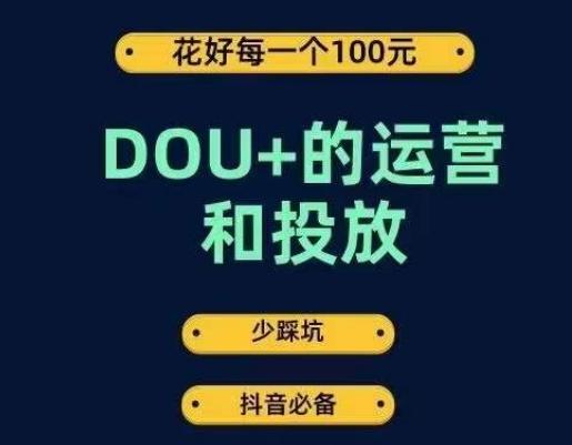 DOU+的运营和投放，花1条DOU+的钱，成为DOU+的投放高手，少走弯路不采坑-91创业项目库