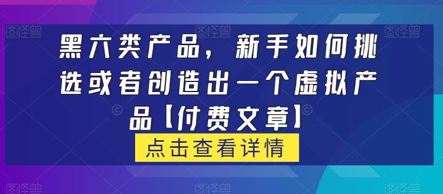 黑六类虚拟产品，新手如何挑选或者创造出一个虚拟产品【付费文章】-91创业项目库