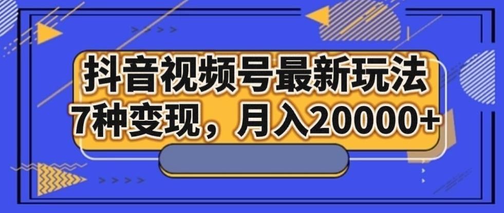 抖音视频号最新玩法，7种变现，月入20000+-91创业项目库