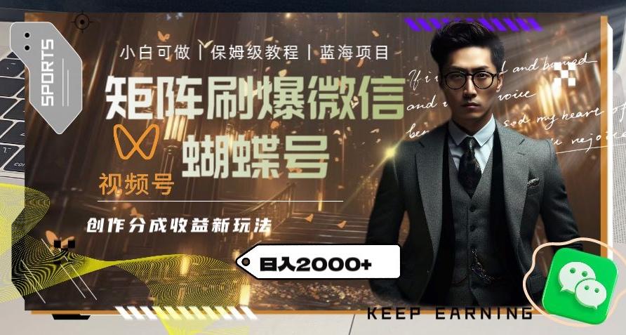 矩阵刷爆微信蝴蝶号创作者分成计划收益的新玩法，日入2000+【揭秘】-91创业项目库