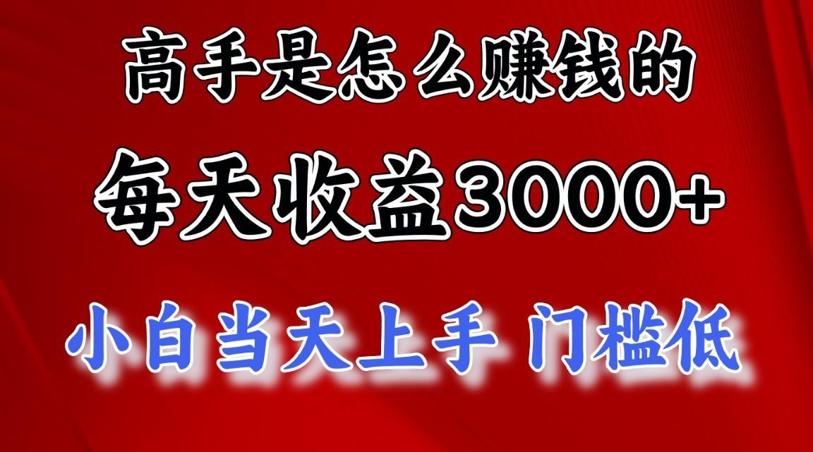 高手是怎么赚钱的，1天收益3500+，一个月收益10万+，-91创业项目库