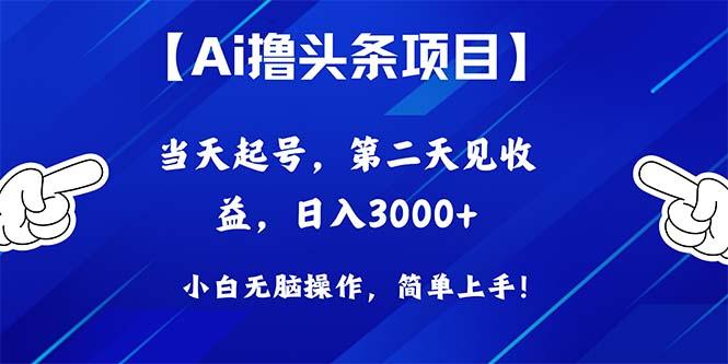 Ai撸头条，当天起号，第二天见收益，日入3000+-91创业项目库