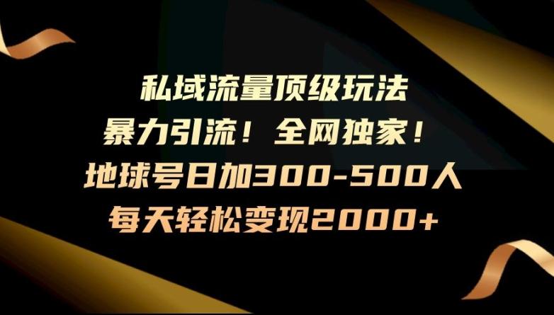 暴力引流，全网独家，地球号日加300-500人，私域流量顶级玩法，每天轻松变现2000+-91创业项目库