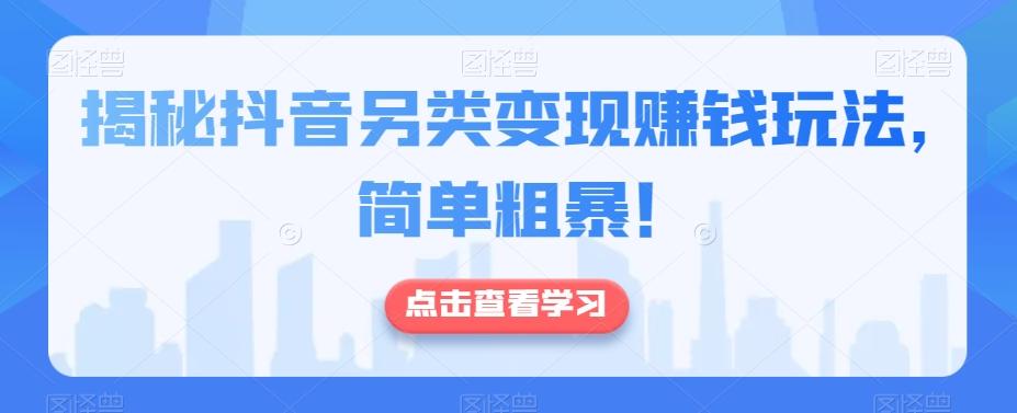 揭秘抖音另类变现赚钱玩法，简单粗暴！-91创业项目库