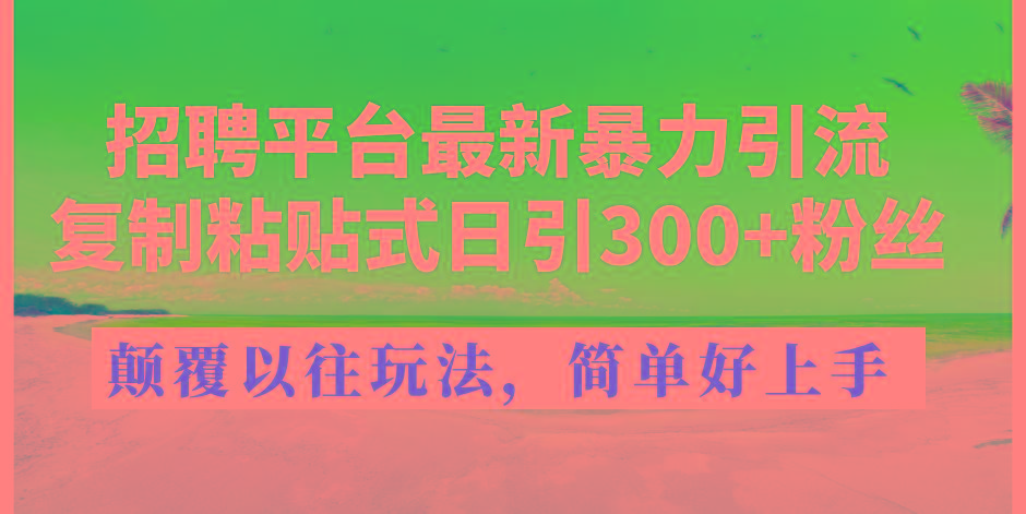 招聘平台最新暴力引流，复制粘贴式日引300+粉丝，颠覆以往垃圾玩法，简...-91创业项目库