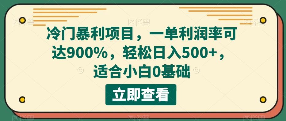 冷门暴利项目，一单利润率可达900%，轻松日入500+，适合小白0基础-91创业项目库