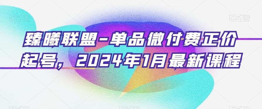 臻曦联盟-单品微付费正价起号，2024年1月最新课程-91创业项目库