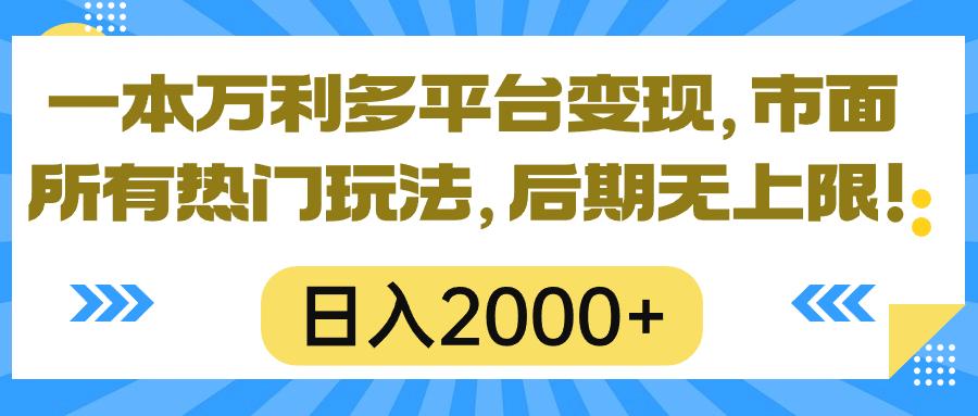 一本万利多平台变现，市面所有热门玩法，日入2000+，后期无上限！-91创业项目库