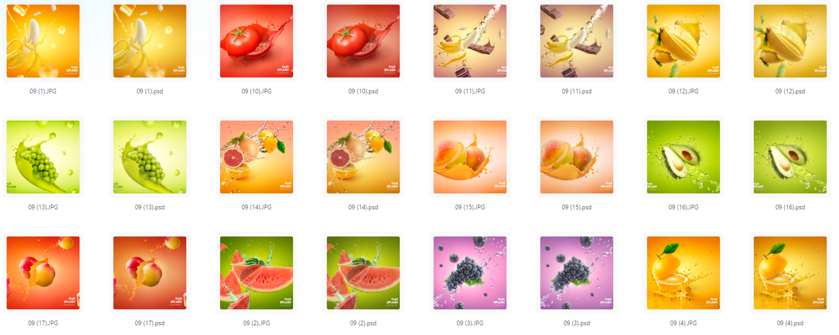 餐饮水果PS模版设计素材17款-91创业项目库