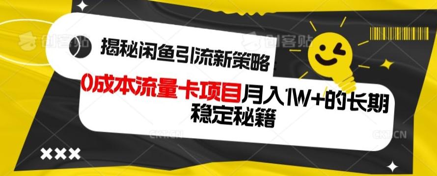 揭秘闲鱼引流新策略：0成本流量卡项目，月入1W+的长期稳定秘籍-91创业项目库