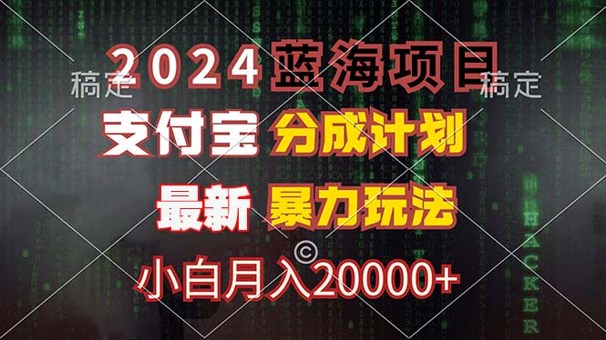 2024蓝海项目，支付宝分成计划，暴力玩法，刷爆播放量，小白月入20000+-91创业项目库