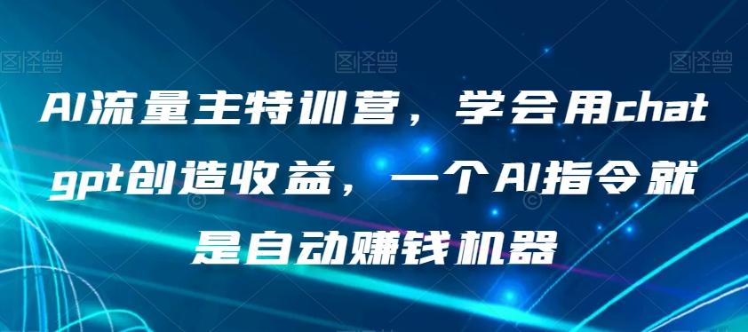 AI流量主特训营，学会用chatgpt创造收益，一个AI指令就是自动赚钱机器-91创业项目库