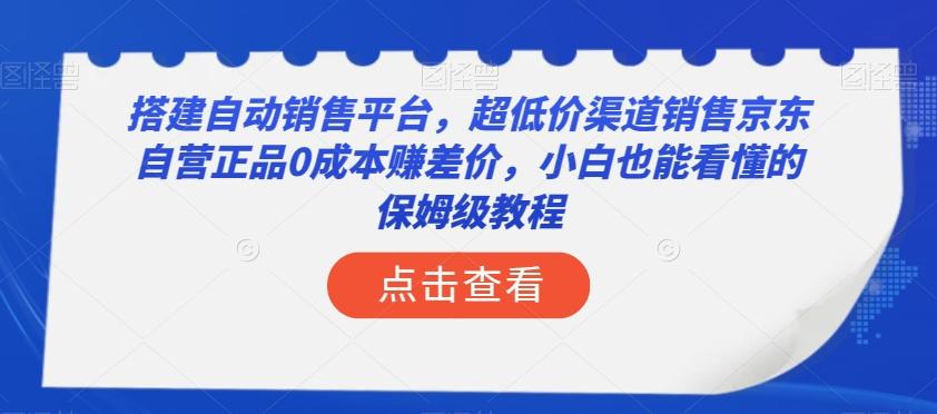 搭建自动销售平台，超低价渠道销售京东自营正品0成本赚差价，小白也能看懂的保姆级教程【揭秘】-91创业项目库