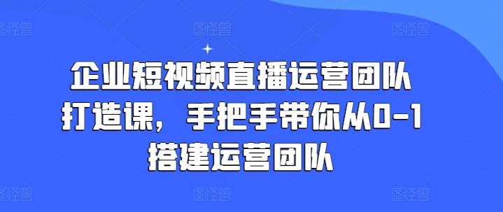 企业短视频直播运营团队打造课，手把手带你从0-1搭建运营团队-91创业项目库